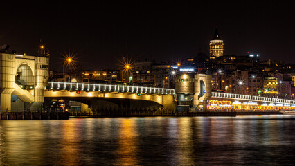 Fototapeta premium night view of the bridge of parliament Istambul Turkey 