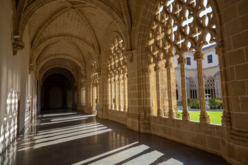 Fototapeta na wymiar Architectural details of gothic arches in Jerez de la Frontera, sunlight and shadow, Andalusia, Spain