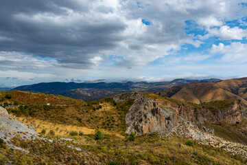 Landscapes of National park Sierra Nevada mountains near Malaga and Granada, Andalusia, Spain