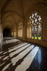 Obraz premium Architectural details of gothic arches in Jerez de la Frontera, sunlight and shadow, Andalusia, Spain