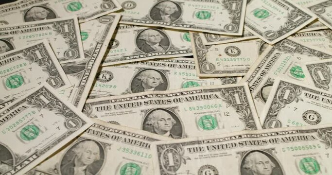 One Dollar banknotes background. US Dollar money and currency. Dollar pattern
