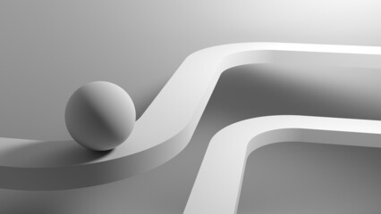 Sphere rolling on curved lane with soft shadows, 3d © evannovostro