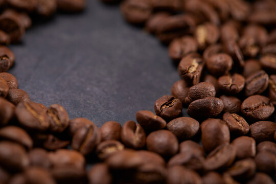 coffee beans on the wooden background