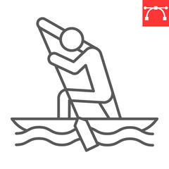 Canoe sprint sport line icon, sport and competition, kayak sprint vector icon, vector graphics, editable stroke outline sign, eps 10.