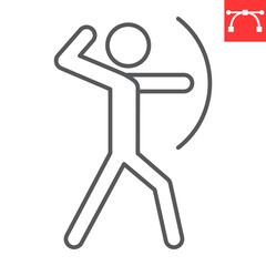 Archery sport line icon, sport and archer, archery vector icon, vector graphics, editable stroke outline sign, eps 10.