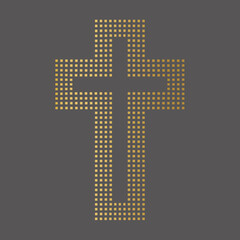 Obraz premium golden christian religious cross icon- vector illustration