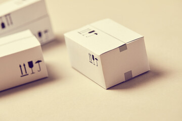 delivery packaging boxes on white background