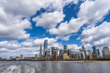 Fototapeta premium London's skyline from a tourist boat on the River Thames