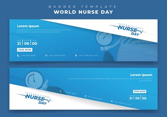 Landscape banner template with analog blood pressure design for world nurse day design