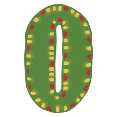 Christmas cartoon decorated number zero