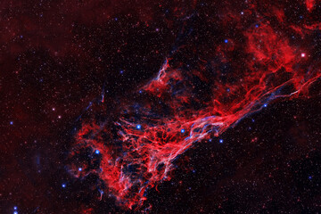 Beautiful galaxy of red color with stars. Elements of this image were furnished by NASA.