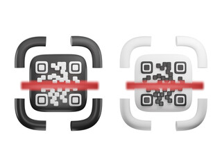 3D Dark and Light Theme Scanning Barcode Illustration