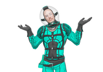 retro space astronaut is doing a say what pose meme