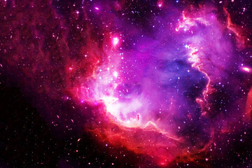 The cosmic nebula is red. Elements of this image were furnished by NASA