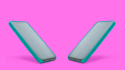 A modern glass smartphone hanging above the table in perspective with reflection. Realistic vector illustration of an isometric phone. The layout or template of a shiny mobile phone.