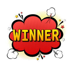 Cartoon winner pop style for game background design. Vector background. Winner concept