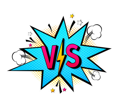 recommend clip art: Blue vs pop in retro style on green background. Versus battle. Frame template. Pop art style. Vector illustration