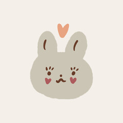 Vector cartoon baby girl rabbit, little Easter cute bunny childish illustration