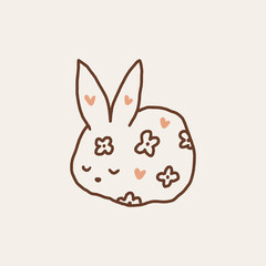 Vector cartoon baby girl rabbit, little Easter cute bunny childish illustration