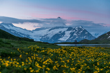 Fototapeta premium sunrise at Bachalpsee in the Swiss Alps near Grindelwald