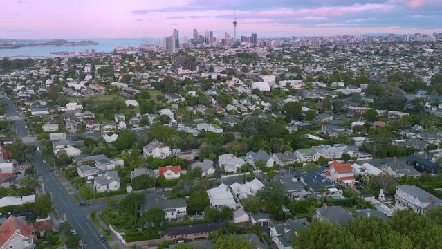 Aerial: Herne Bay suburb, Auckland, New Zealand