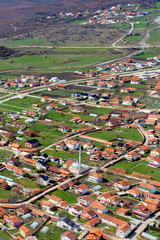 aerial view of a. mosque in a Balkan village