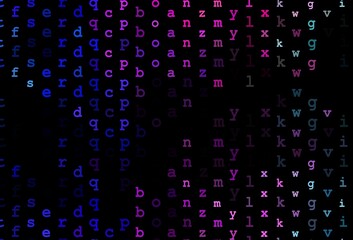 Dark pink, blue vector template with isolated letters.