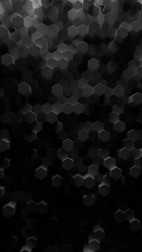 Abstract Dark Monochrome Hexagon Tube Oscillating Background Loop