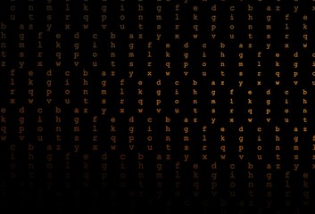 Dark orange vector cover with english symbols.