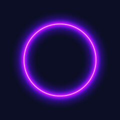 Purple neon circle, isolated frame on dark background, vector illustration. © Vectorry