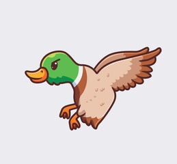 cute duck flying landing. isolated cartoon animal nature illustration. Flat Style suitable for Sticker Icon Design Premium Logo vector. Mascot Character