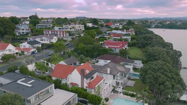 Aerial: Herne Bay suburb, Auckland, New Zealand