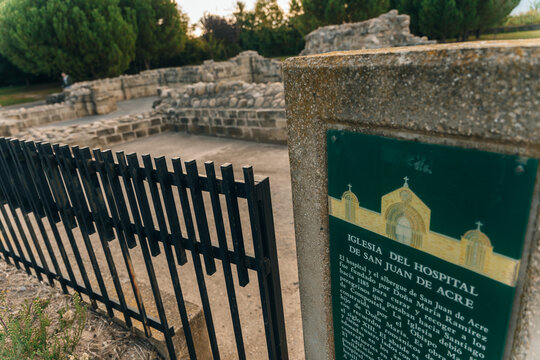 NAVARRETE, La Rioja, Spain - nov, 2021 Ruins of the Old San Juan de Acre Pilgrim Hospital in Navarrete