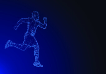Running man. Digital background representing sport and technology.