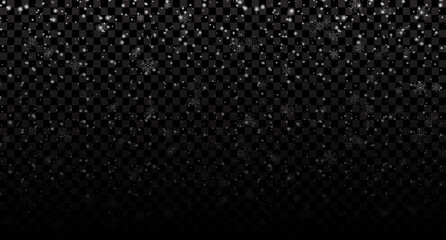 Vector heavy snowfall. Snowflakes in different shapes and forms. White snowflakes flying in the air. Snow flakes. Snow background
