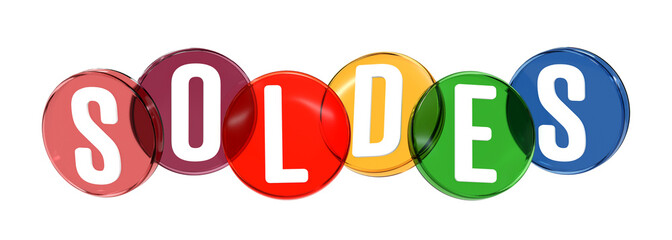 Sale word in 3D on white background - colorful letters