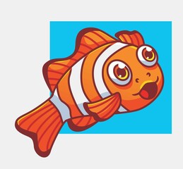 cute clown fish laughing. isolated cartoon animal illustration. Flat Style Sticker Icon Design Premium Logo vector. Mascot Character