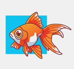 cute gold fish orange. isolated cartoon animal illustration. Flat Style Sticker Icon Design Premium Logo vector. Mascot Character