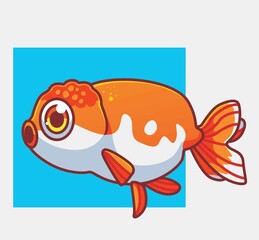 cute gold fish. isolated cartoon animal illustration. Flat Style Sticker Icon Design Premium Logo vector. Mascot Character