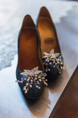 Closeup of women's shoes on a floor