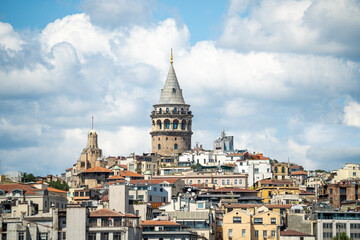 Fototapeta na wymiar Views of the Galata Tower in Istanbul, Turkey