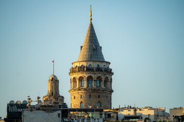 Fototapeta premium Views of the Galata Tower in Istanbul, Turkey