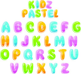 Kids colourful pastel fonts alphabets capital vector 