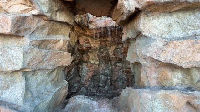 A man made waterfall on the cruise ship.