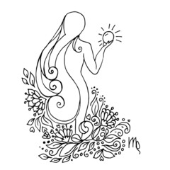 draw the outline of the zodiac sign virgo in colors