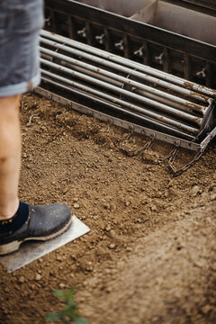 Farmer tilling the farm