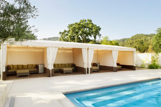 Architecture image of Cabanas and pool at luxury resort and sap