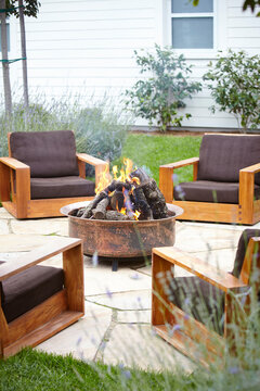 Architecture image of outdoor resort lounge fire pit