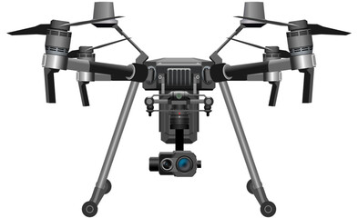 Professional Drone, editable drone graphic, drone vector - high end drone for professional aerial filming and photography 