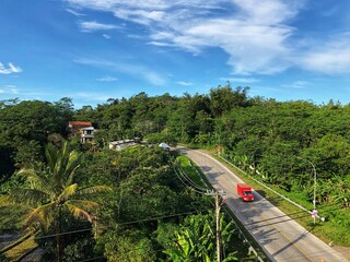 An atmosphere of early morning traffic in the city of Bumiayu, Central Java, Indonesia.